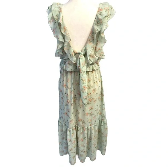 Dex Ruffled-Bodice Tie-Back Floral Dress Size S NWT - Picture 6 of 13